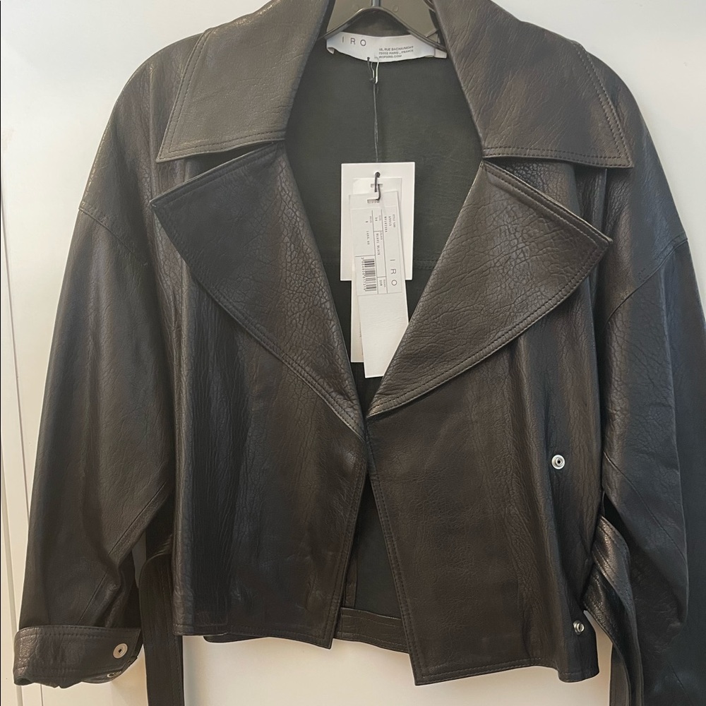 Iro Isba cropped textured-leather biker jacket